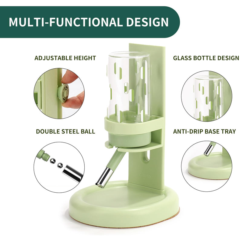 Marchul Hamster Water Bottle for Glass Tank, No Drip Guinea Pig Water Bottle with Stand/Holder Adjustable, Leak-Proof Small Animal Water Bottles for Hamsters/Gerbils/Rats/Hedgehogs (4oz, Green) - BeesActive Australia