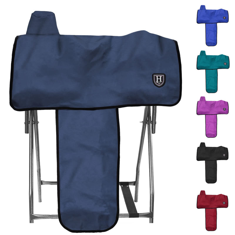 Harrison Howard 600 Denier Splash-Resistant Protective Saddle Cover Protection from Scratches, Direct Sunlight, and Dust/Debris Keeps Saddle in Pristine Condition-Navy Navy - BeesActive Australia