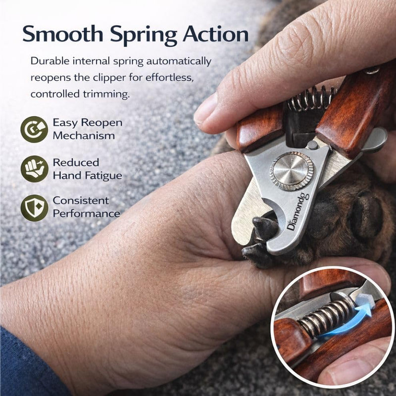 Diamondg Heavy Duty Dog Nail Clipper and Trimmer with Full Length Hardened Steel and Wooden Handle Brown