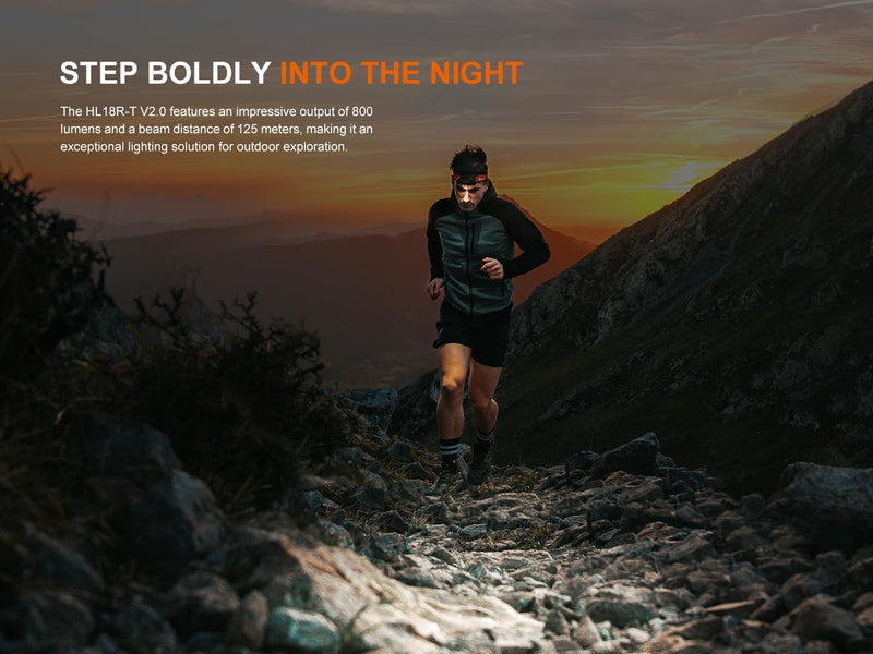 Fenix HL18R-T V2 USB Rechargeable 800 Lumen LED Jogging/Trail Running headlamp with EdisonBright USB Charging Cable Bundle - BeesActive Australia