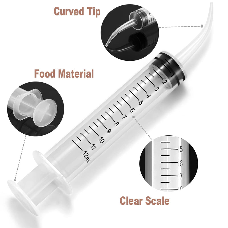 40 Pack 12ml Dental Syringe with Curved Tip for Oral Dental Care, Lab, Feed Small Pet 12ml-40Pack