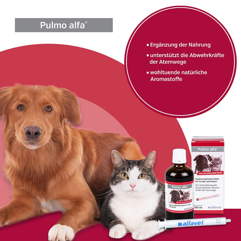 Alfavet Pulmo alfa, juice to support the respiratory tract of dogs and cats, supplementary food, 100ml with 100ml dosing syringe - BeesActive Australia