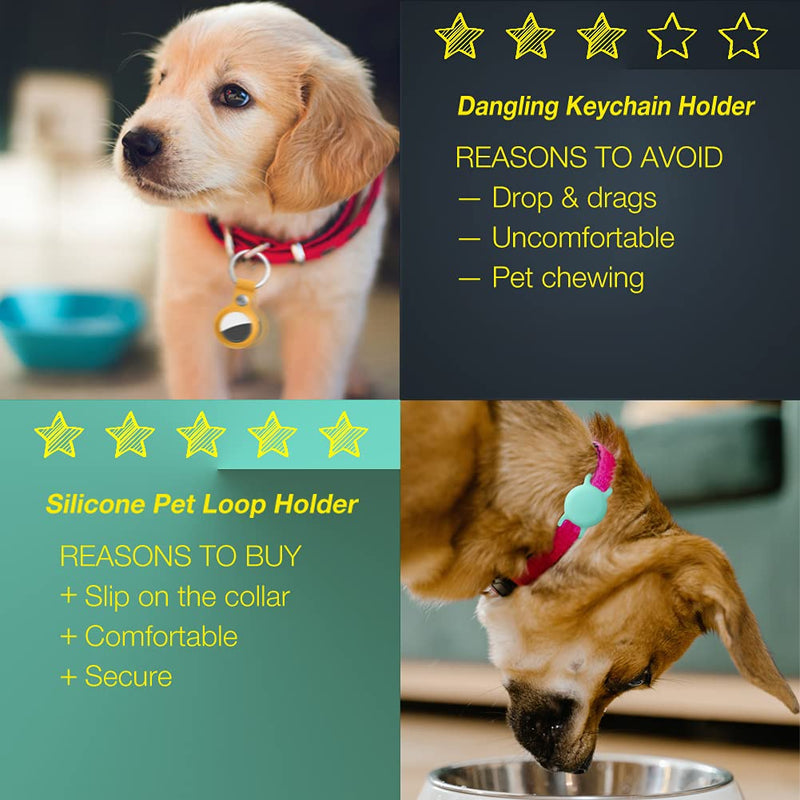 Airtag Cat Collar Holder, Small Air Tag Dog Collar Holder Compatible with Apple Tag, Anti-Lost Pet Tracker Cases Fit on Puppy Collars 3/8" 5/8" A3 Luminous Green, Luminous Blue - BeesActive Australia