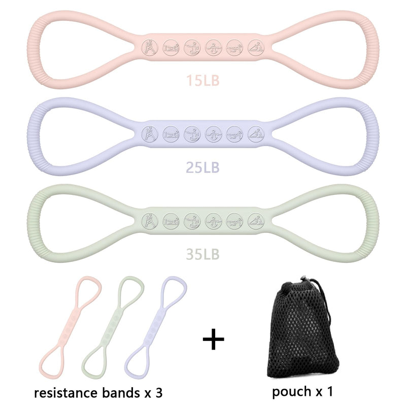 2025 Upgraded Figure 8 Resistance Band for Physical Therapy, Shoulder Back Arm Exercise Bands, 3 Resistance Levels for 15 25 35 Lb for Adult Elderly Kids