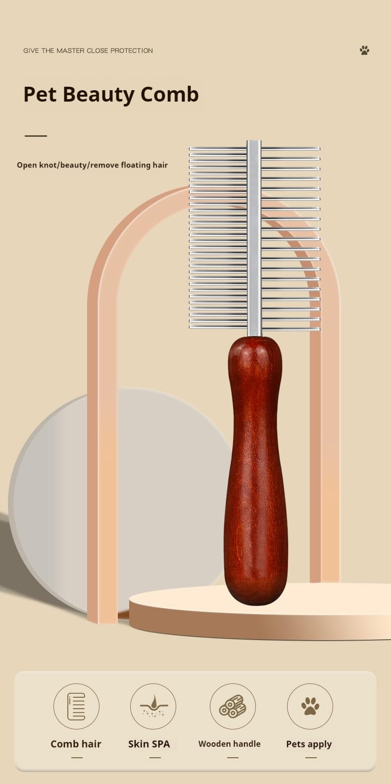 Cat&Dog Flea Comb,Premium Double-Sided Pet Grooming Comb with Ergonomic Wooden Handle-Durable Stainless Steel Flea Comb for Cats and Dogs,Perfectly Suitable for Both Long and Short Hair Pets - BeesActive Australia