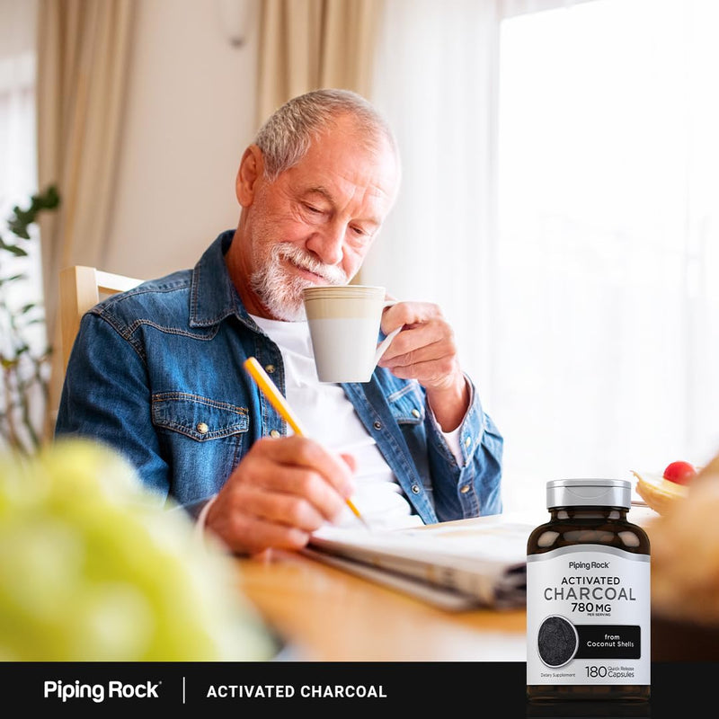 Piping Rock Activated Charcoal Pills | 780 mg | 180 Capsules | from Coconut Shells | Non-GMO, Gluten Free Supplement 180 Count (Pack of 1) - BeesActive Australia