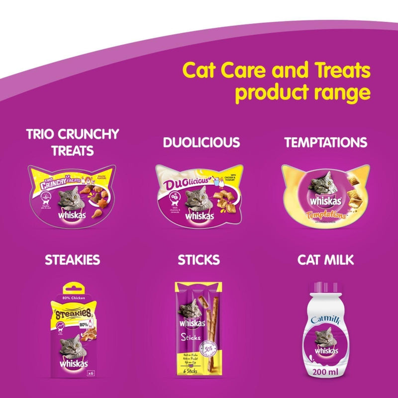 Whiskas Adult Cat Milk Bottles Low Lactose Cat Treat No Preservatives 30 x 200ml