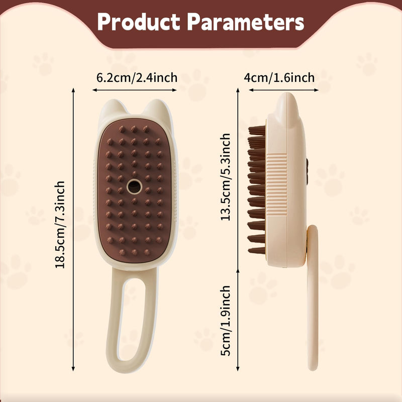 Cat Steam Brush for Shedding, 3 in 1 Pet Steam Brush, Silicone Massage Grooming Brushes for Long or Short Haired Dogs Cats, Removes Static Flying Hair, Water Cat Brush for Furry Pet(Beige) Beige White - BeesActive Australia