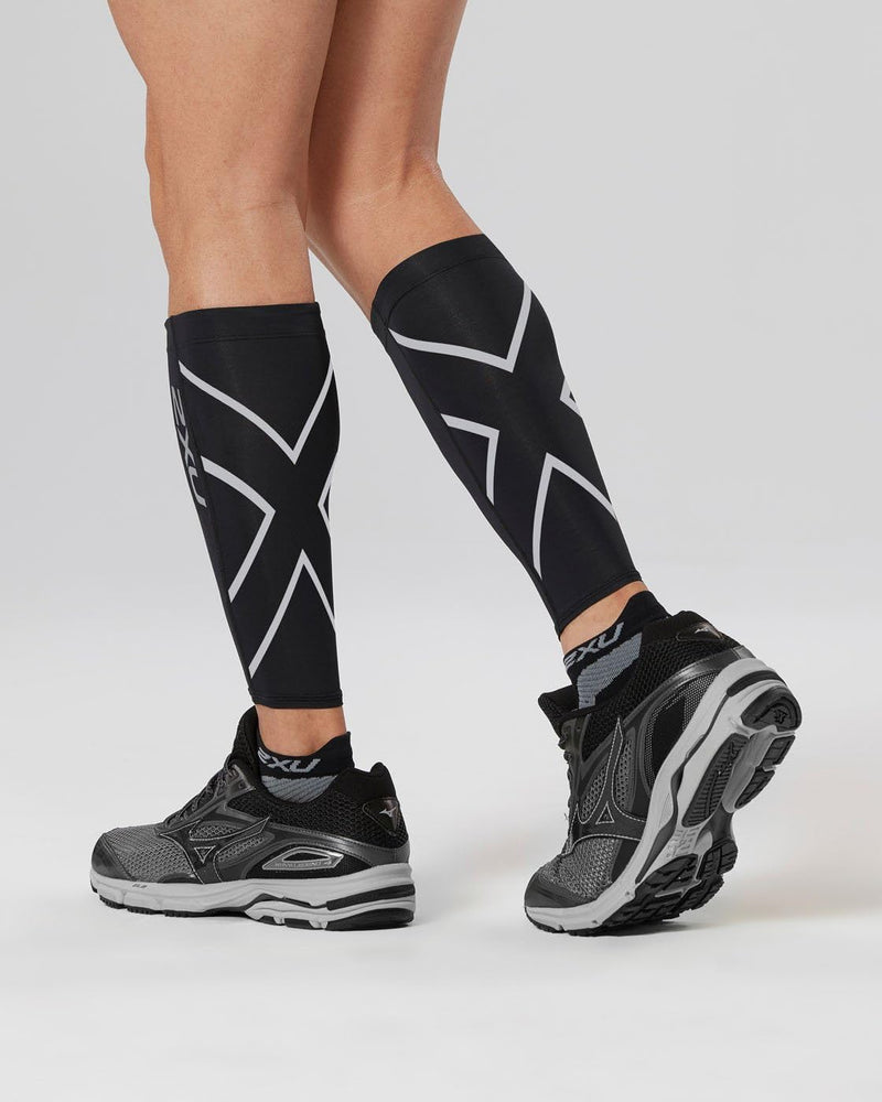2XU Compression Calf Guards Small Black/Black - BeesActive Australia