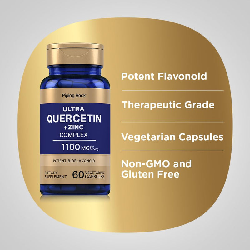 Piping Rock Quercetin Zinc Complex 1100 mg | 60 Capsules | Potent Flavonoid | Non-GMO, Gluten Free Supplement