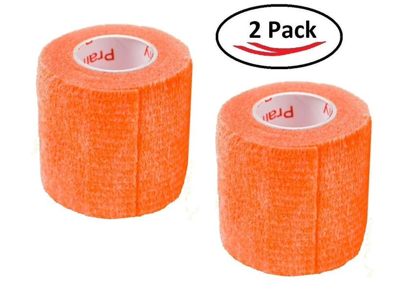 Vet Tape (Orange) (2 Pack) (2 Inch x 15 feet) Self Adhesive Adherent Adhering Cohesive Flex Self Stick Bandage Grip Roll Dog Cat Pet Horse - BeesActive Australia