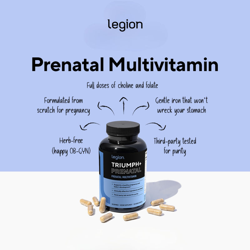 LEGION Triumph Prenatal Daily Sport Multivitamin Supplement - Vitamins and Minerals for Athletes Helps with Energy for Sports & Bodybuilding Workouts. 30 Servings