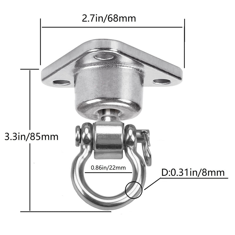 Silent Bearing Swing Hanger Heavy Duty, SUS Rust Proof, 1500LB Capacity 360 Degree Rotation, Playground Porch Yoga, Sandbag, Gym (3 Wooden Screws) - BeesActive Australia