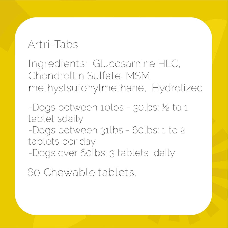 Artri-tabs Complex Dietary Supplement by Interfarma Corp | Cartilage Protection, Reduce Inflammation, & Joint Support for Dogs | with Glucosamine, Collagen, & MSM | Beacon Flavor | 60 Tablets. (2) 2