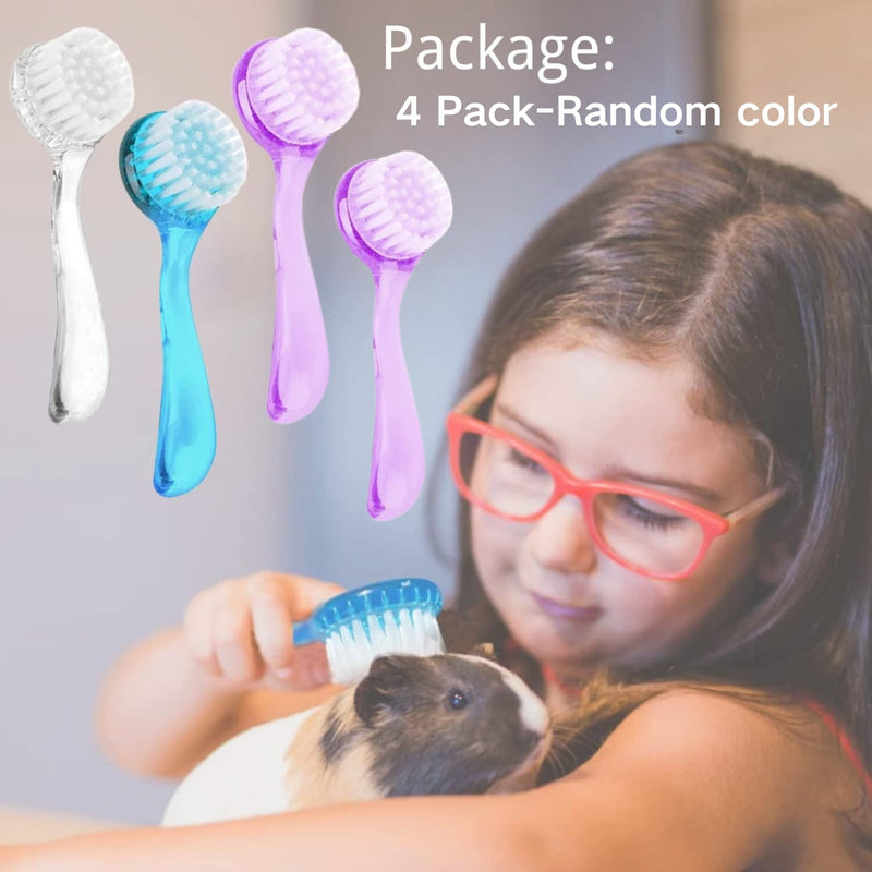 4 Pack Hamster Brush - Small Animal Bath Brush with Lid Soft Cleansing Brush Massage Combs for Hedgehog Guinea Pig Rabbit Chinchilla Ferret Small Animal Grooming Tool Cleaning Supplies-Random Color - BeesActive Australia