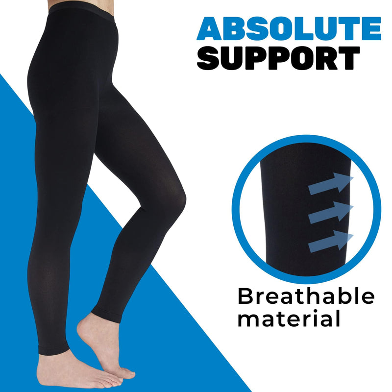 Compression Leggings for Women 20-30mmHg - Footles High Waist Compression Tights for Circulation during Pregnancy, Sports, Workout, Running - Black, Medium - A717BL2