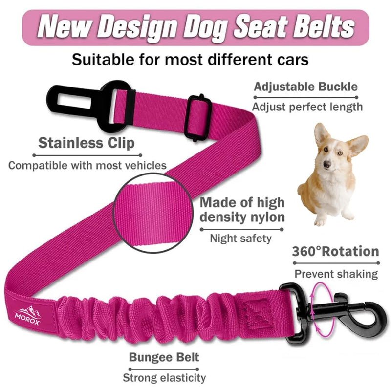 Norox Set of 3 Retractable Seat Belts: Adjustable Dog Seat Belt for Car | Sturdy, Durable, 360 Degree Rotating Elastic Straps for Pet Safety | Universal Fit Small to Large Dog Seat Belt Harness, Black - BeesActive Australia