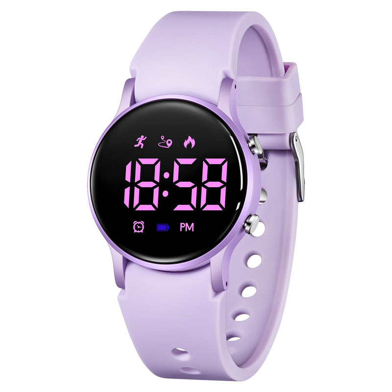 BEN NEVIS Kids Watch for Boys Girls Waterproof Digital Watch for Kids with Pedometer, Vibration Alarm Clock, Stopwatch, Calendar, No App for Ages 5-18 02-Purple - BeesActive Australia