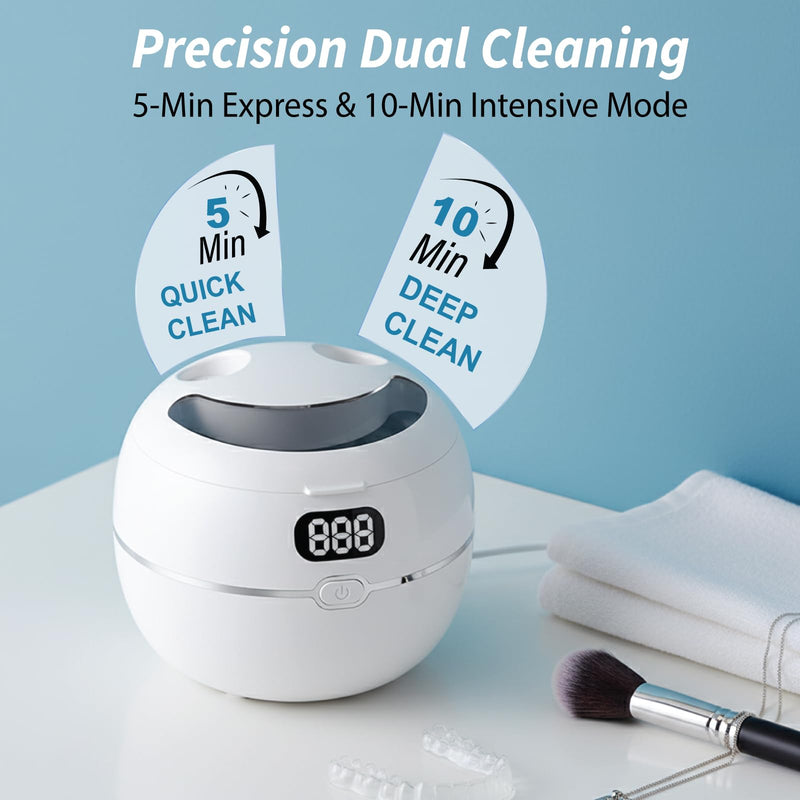 Upgraded Dental Ultrasonic Retainer Cleaner Machine, 220ML - 45kHz Dentures Cleaner Pod With Digital Display, Mouth Guard, Aligner, Night Guard, Braces, Toothbrush Heads, Jewelry
