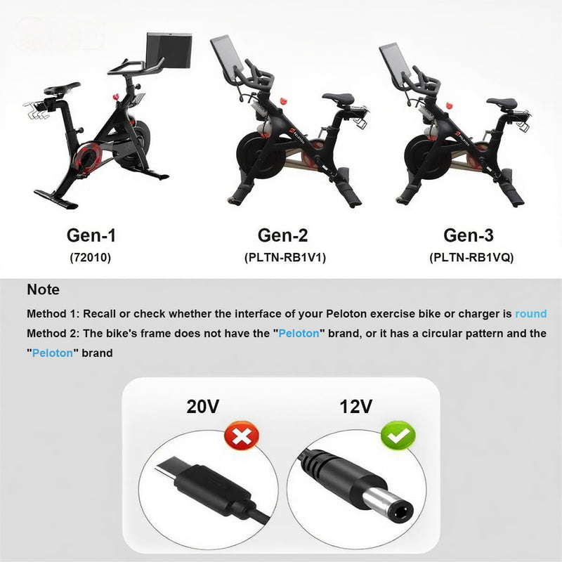 for Peloton Bike Power Cord Replacement, Charger Plug for Original PL-01 PLTN-RB1V1 RB1VO RB1VQ ATS050TP121, Cross Training Bike, Avoid Stretching or Shifting The Cycle Bike, 12V - BeesActive Australia