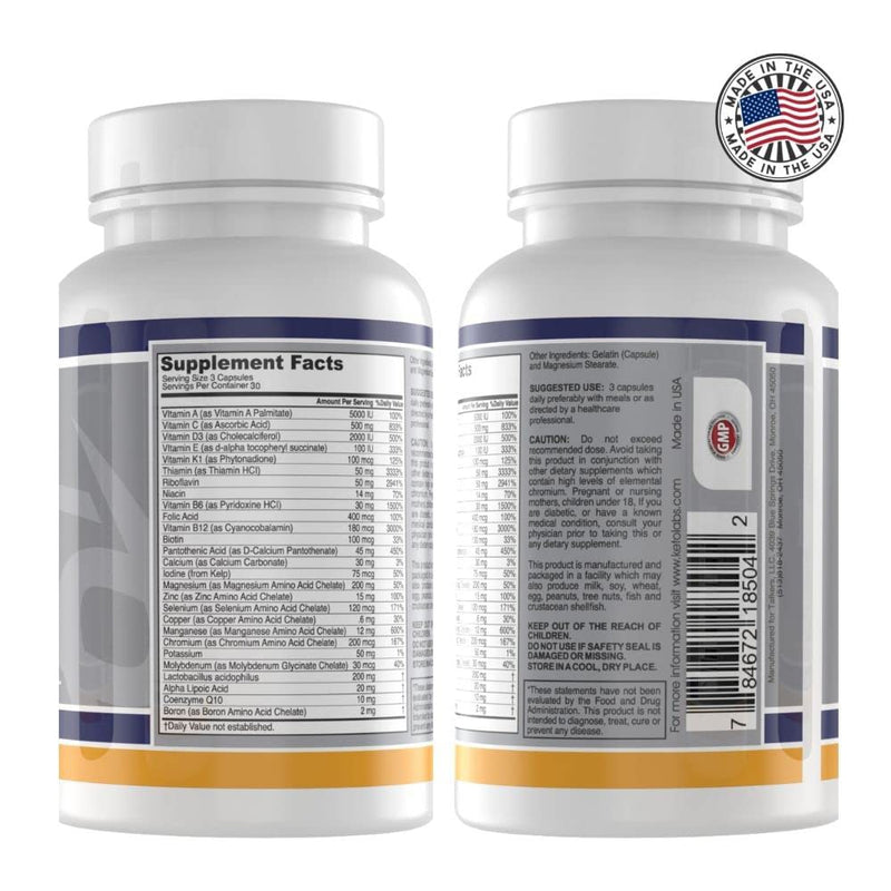 Ketocore Keto Vitamins | Keto Multivitamin for Men & Women | Keto Supplements & Carnivore Diet Supplements, Keto Friendly Multivitamin | No Keto Flu | Rich in Magnesium & Potassium | 90 Capsules 90 Count (Pack of 1)
