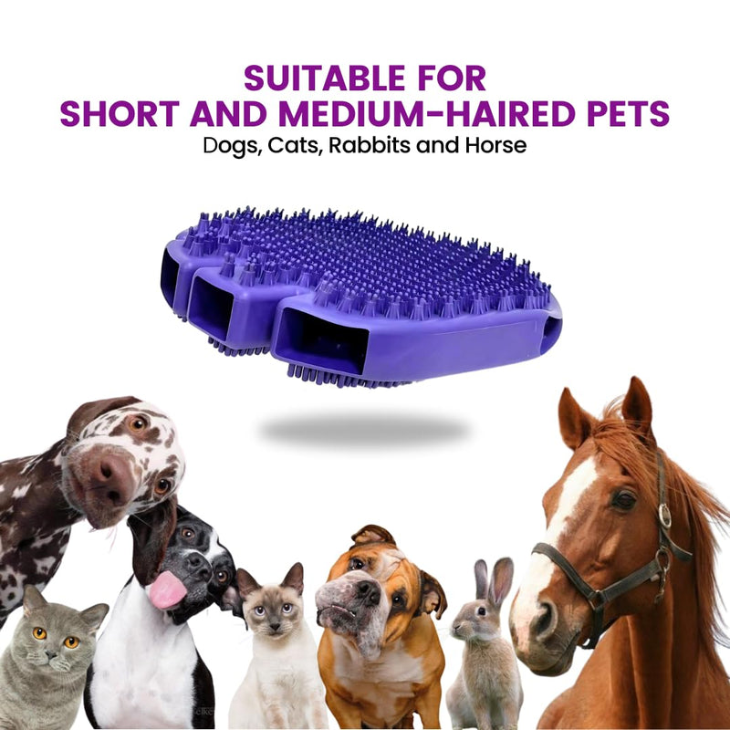 Pet Double-Sided 2 in 1 Massage Bath Brush Grooming - For wet/dry hair - Rubber Brush for Bathing, Massaging, Hair Removal, and Deshedding - For Dogs and Cats with Short or Medium Hair