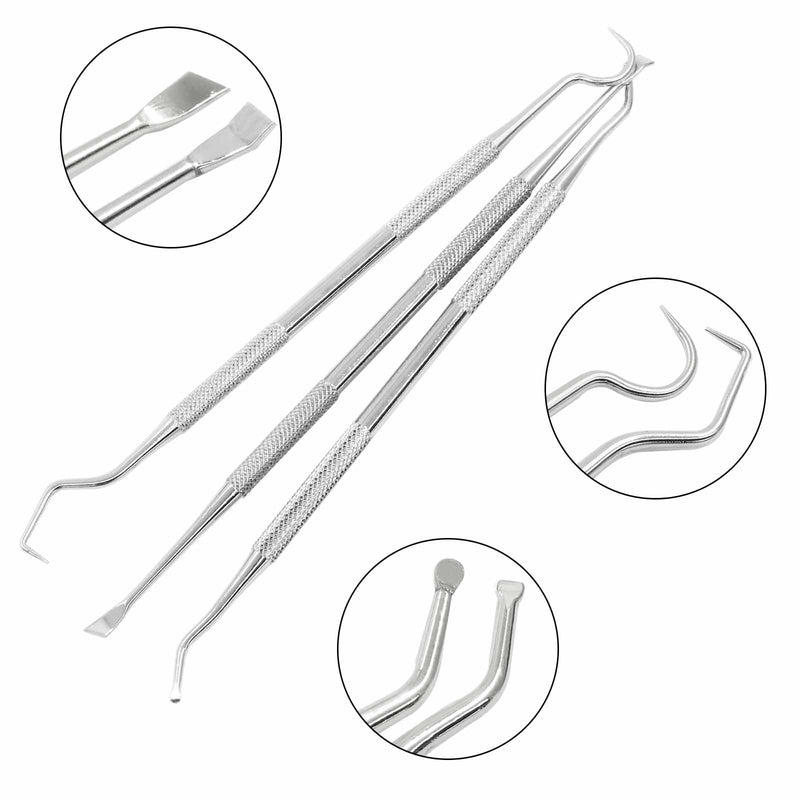 3 Pieces Stainless Double Headed Tarter Removing Tool, Pet Dog Teeth Cleaner Tool Kit for Cats and Dogs, Silver