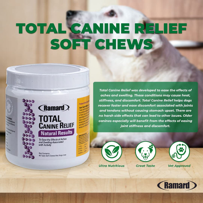 Total Canine Relief - Tasty Soft Chews for Total Canine Relief: Muscle Formula, Joint Care, and More - Healthy Chewable Tablets for Daily Wellness and Agility Support - 45 Chews 1 Pack - PawsPlanet Australia