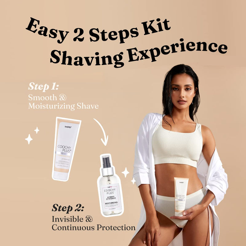 IntiMD Coochy Plus Intimate Shaving Complete Kit - Antioxidant Formula Prevents Razor Burns, Itchiness & Ingrown Hairs - Fragrance Free Shave Cream+After Shave Mist 12 Fl Oz (Pack of 1)