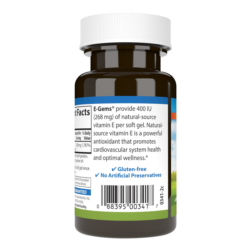 Carlson Labs E-Gems Natural Vitamin E, 400 IU, 60 Softgels (Pack of 2) 60 Count (Pack of 2)