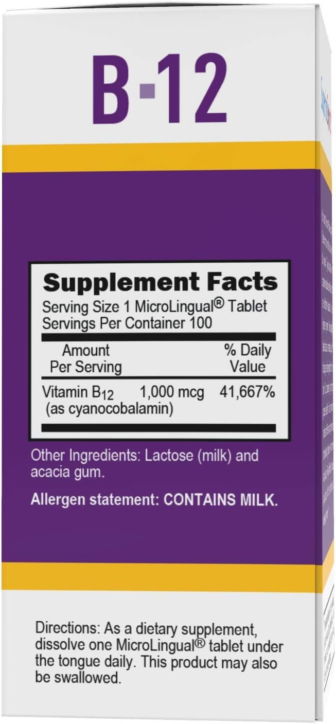 Superior Source No Shot Vitamin B-12 Cyanocobalamin 1000 mcg - Vitamin B-12 to Support Energy Production, Brain Health & Overall Wellness - Sublingual Tablets - 100 Dissolvable Tablets (Pack of 2) Unflavored 100 Count (Pack of 2)