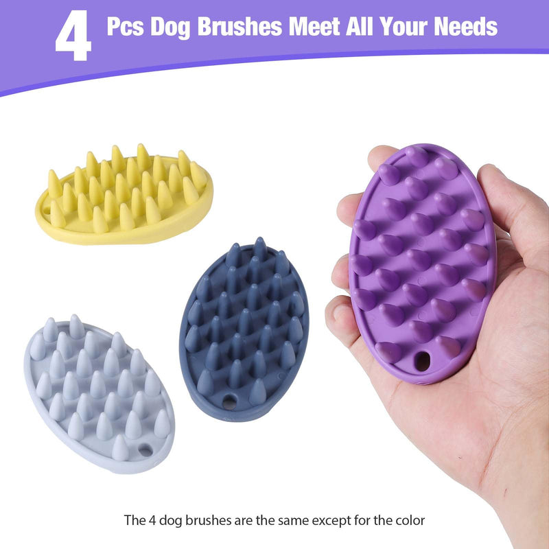 Dog Bath Brush, 4 PCS Dog Brush for Bathing, Dog Shampoo Grooming Brush for Short & Long Haired Dogs, Soft Pet Rubber Shedding Brush Set, Dog Washing Brush Scrubber for Soothing Massage - BeesActive Australia