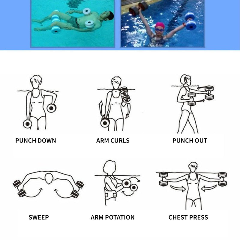 Foam Dumbbell, Aqua Barbells for Water Aerobics, Pool Workouts, Fitness Training, Yoga, and Bodybuilding ¨C Durable Foam Barbells (Blue)