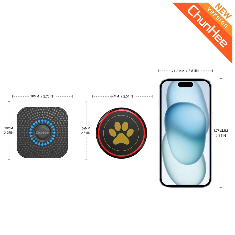 ChunHee Dog Bells to Go Outside,Dog Door Bell for Dogs to Ring to Go Outside,Bells for Dog Training to Go Outside,Dog Bell with Adjustable Volume,1 receivers & 1 Dog Buttons [Black, New 2024] 1 Black Receiver+1 Black Button - BeesActive Australia