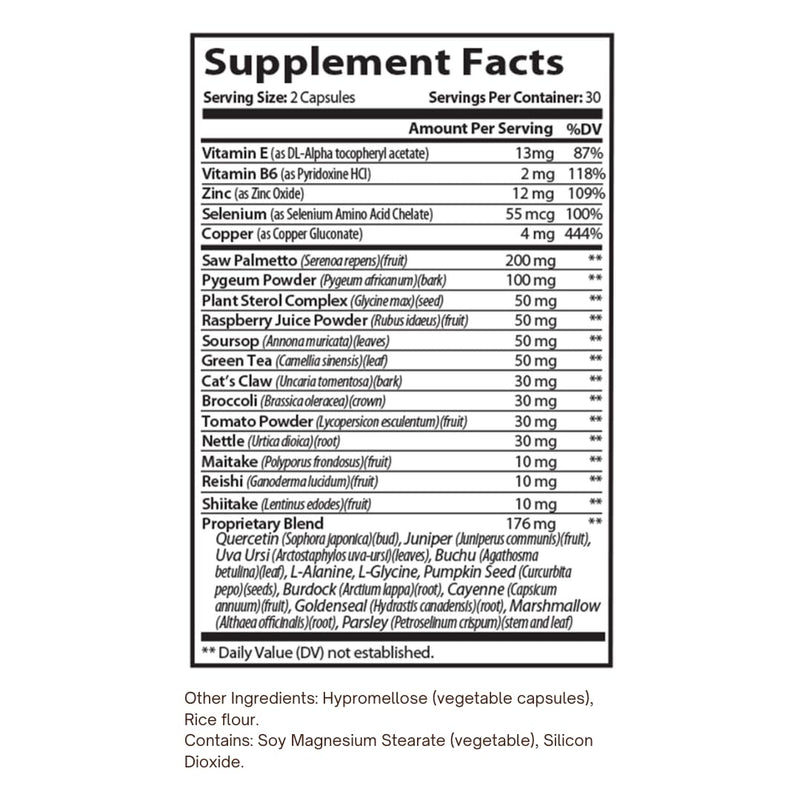 Prostate Support | Saw Palmetto,Pumpkin Seed | 60 Veg Capsules