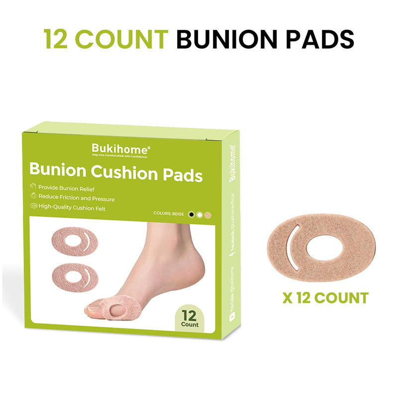 Bukihome Felt Bunion Pads - Bunion Relief & Cushions, Corn Pads for Toes, Callus Pads & Metatarsal Cushion, Alleviates Shoe Friction, Wear with Shoes, for Men & Women, 12 Count - BeesActive Australia