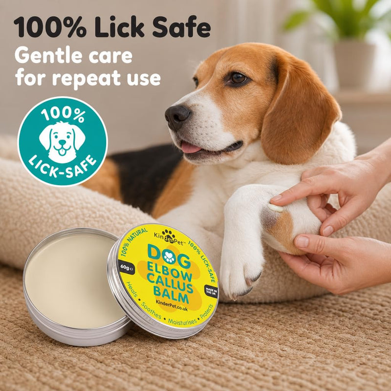 Dog Elbow Callus Balm Treatment Heal Soothe Moisturise Protect Cracked Dry Hard Damaged Rough Skin Lick-Safe 100% Organic All Natural Made in the UK 60g