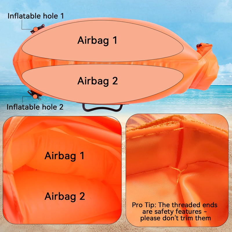 Swim Buoy for Open Water - Swim Safety Float Waterproof Dry Bag Swim Bubble for Swimmers and Triathletes, Swimming Buoy for Safer Swim Training, Snorkeling, Kayaking Orange