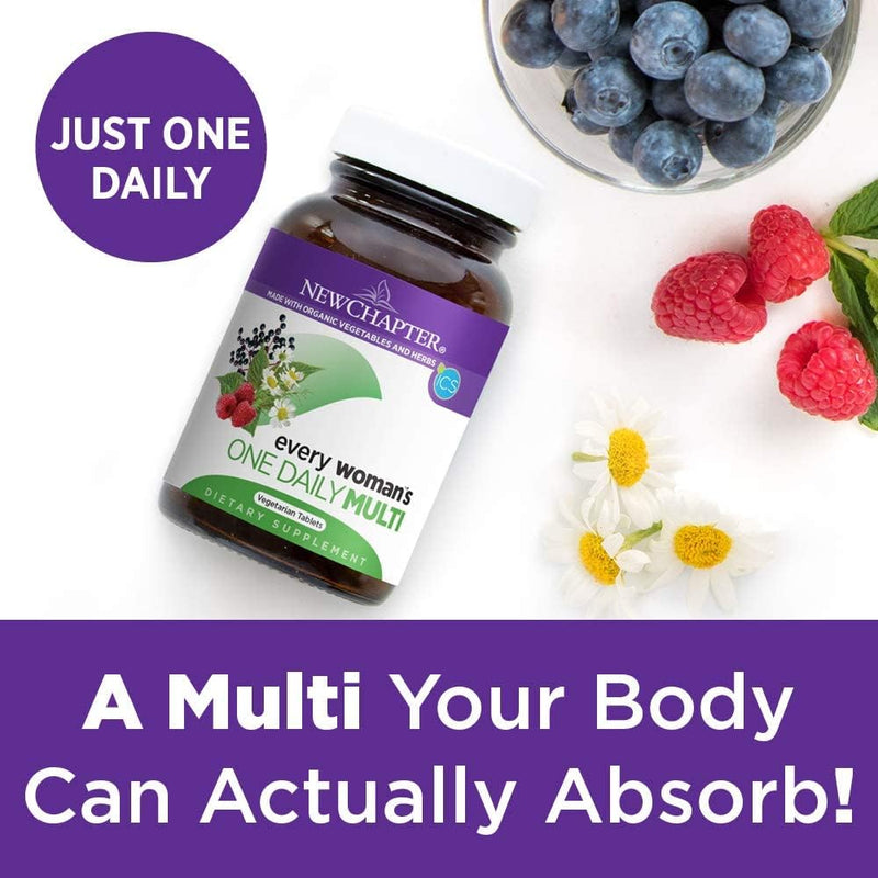 New Chapter Every Woman's One Daily, Women's Multivitamin Fermented with Probiotics + Iron + B Vitamins + Vitamin D3 + Organic Non-GMO Ingredients, 24 Count