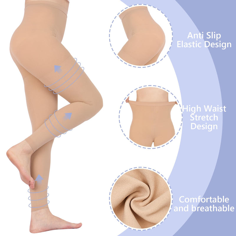Compression Pantyhose for Women, 20-30 mmHg Compression Tights Large Beige