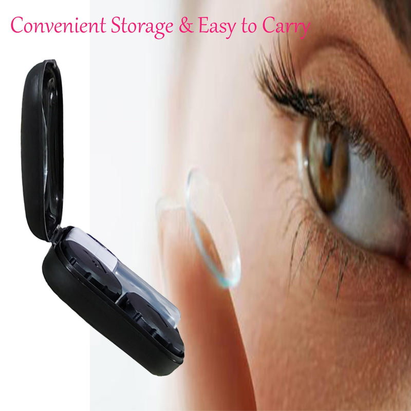 Contact Lens Case, 2 Pack Portable Contact Lens Box Kit with Mirror, Compact Soak Storage Kit for Travel (Black) Black - BeesActive Australia
