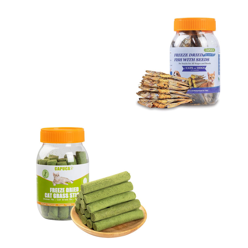 Freeze Dried Fish Dog Treats and Cat Grass Stick