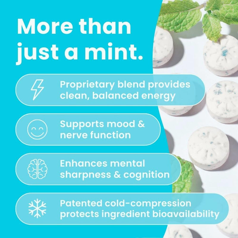 NeuroGum Energy & Focus Mints (90 Count Bag, Peppermint) | 40mg Natural Caffeine + L-Theanine + Vitamin B12 & B6 | Sugar Free Nootropic Cognitive Brain Performance Supplement 90 Count (Pack of 1) - BeesActive Australia