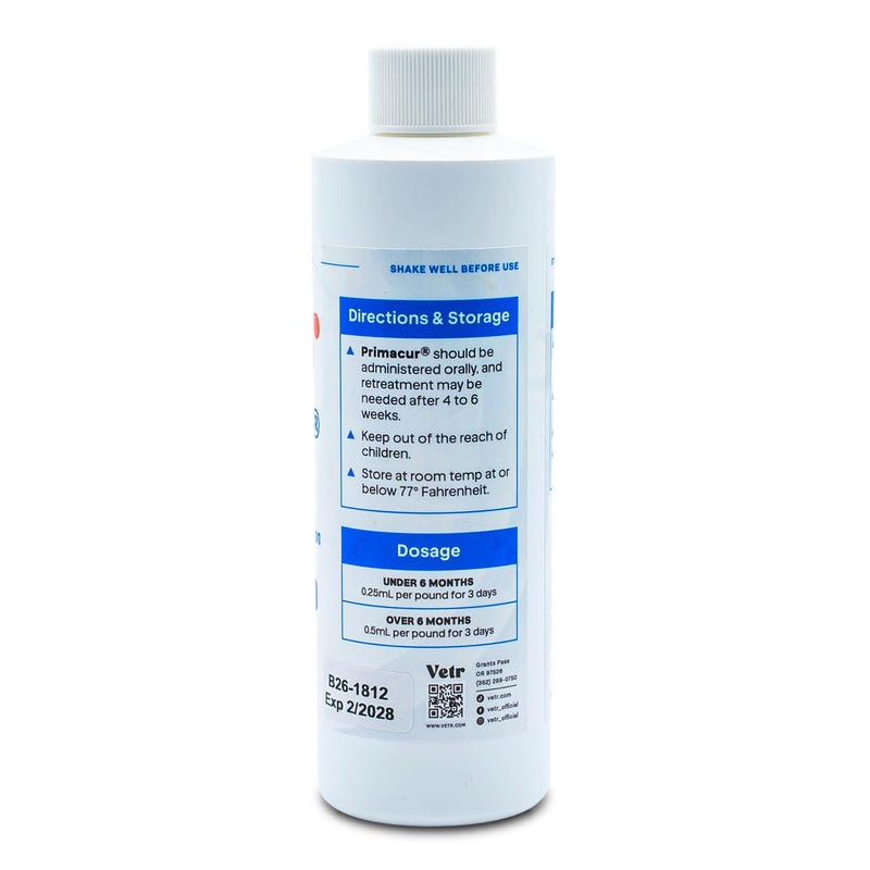 Vetr Primacur Broad-Spectrum Oral Suspension Support Formula 10% Oral Suspension for Dogs and Cats - 240ML/8.1oz - Bacon Flavor