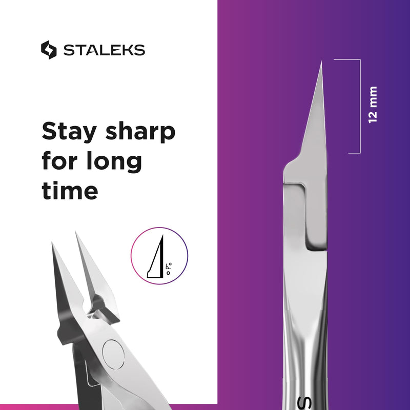 Staleks Pro Expert 61 Ingrown Toenail Nippers – 12mm Blades – Narrow Tips with Safe Ends – Stainless Steel – Professional Pedicure Tool 12 mm