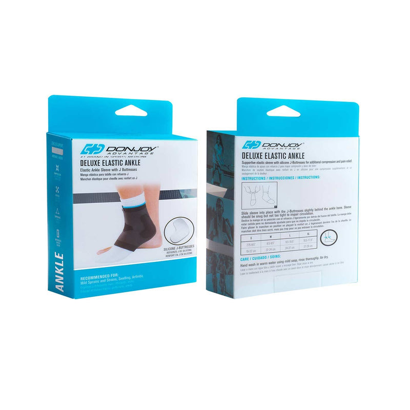 DonJoy Advantage DA161AV02-BLK-M Deluxe Elastic Ankle for Sprains, Strains, Swelling, Black, Medium fits 8.5", 9.5" Medium fits 8.5"-9.5" - BeesActive Australia