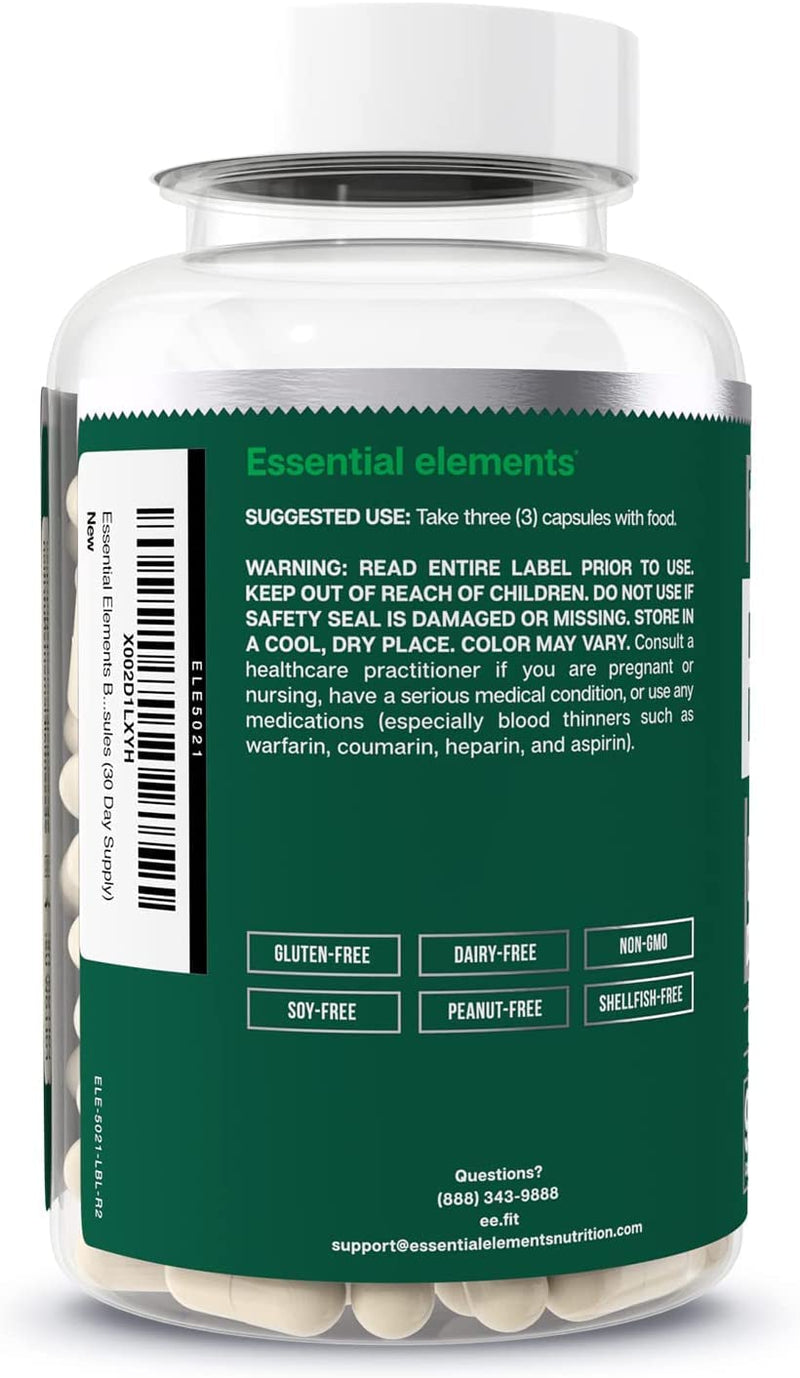 Essential Elements Bone Boost Bone Health Supplement - Bone Support and Calcium Supplement with Vitamin D 3, K2, Cissus Quadrangularis for Bone Strength - 90 Capsules (30 Day Supply) 90 Count (Pack of 1)