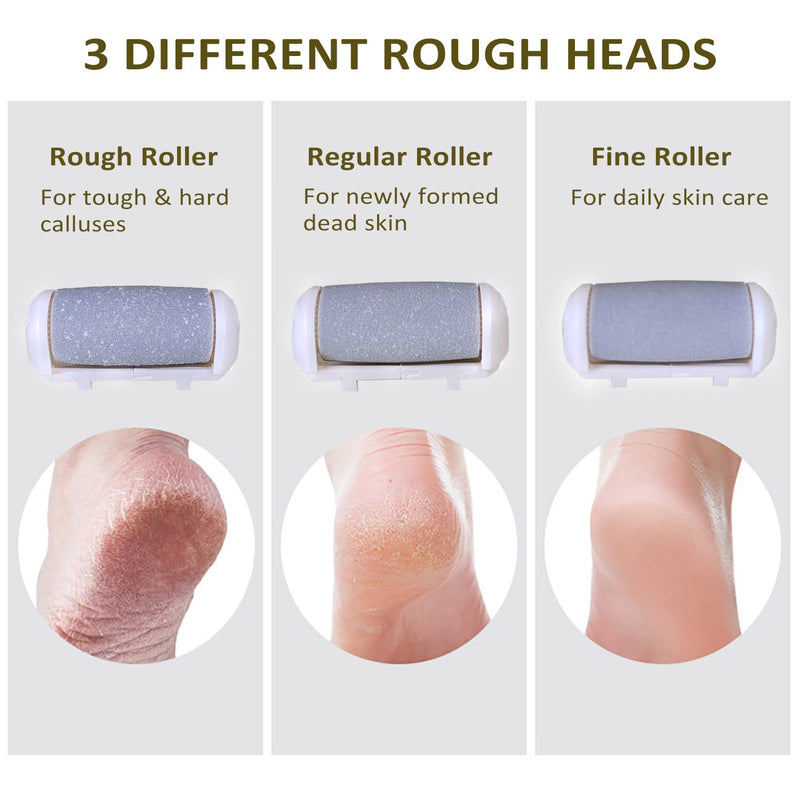 Electric Callus Remover for feet - FSA Eligible - Portable Rechargeable Electric Foot Files with 3 Heads - Pedicure Kit for Dry Dead Hard Cracked Skin 1 Count (Pack of 1) - BeesActive Australia