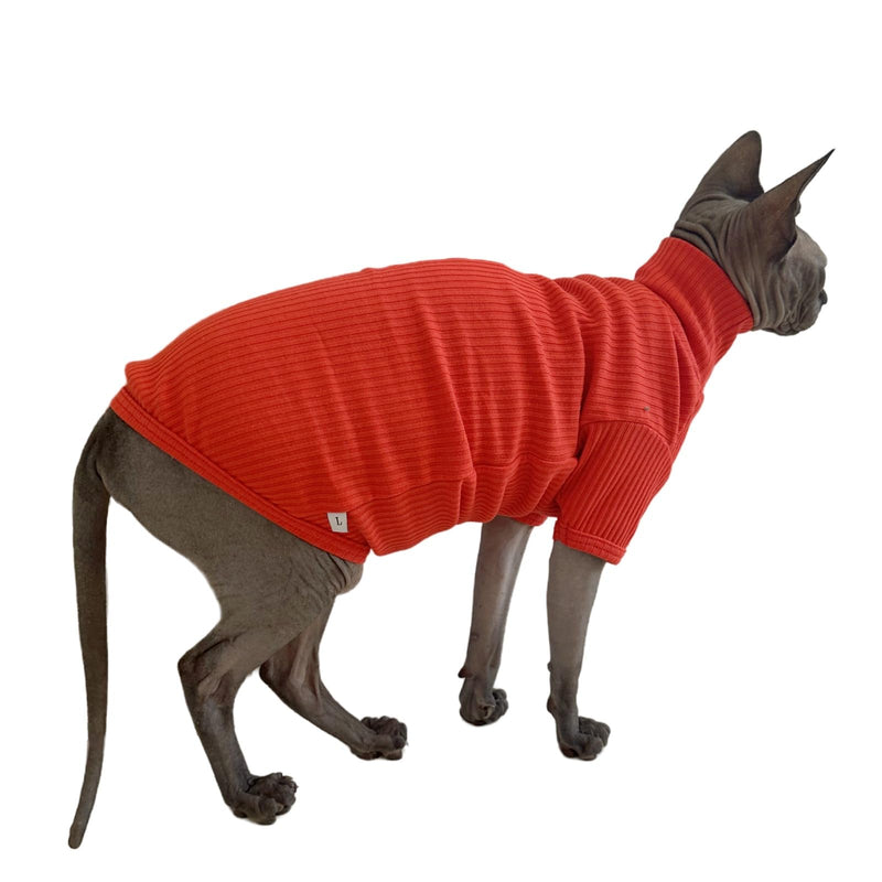 Sphynx Cats Shirt Cat Turtleneck Cotton Sweater Pullover Kitten T-Shirts with Sleeves Cat Pajamas Jumpsuit for Sphynx Cornish Rex, Devon Rex, Peterbald (Sunset, Large (Pack of 1)) Large (Pack of 1) Sunset - BeesActive Australia