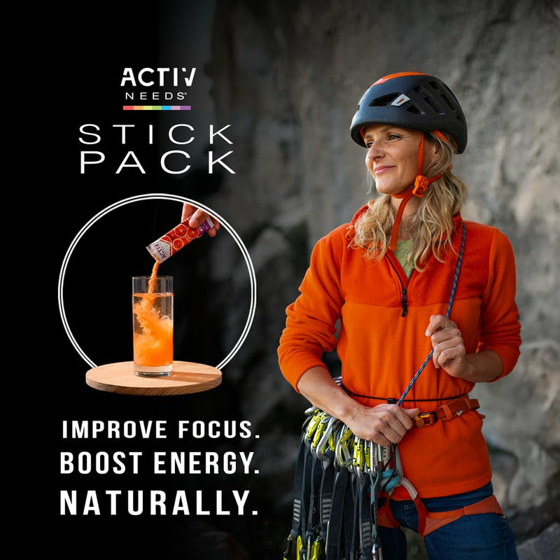 ActivNeeds Stick Packs by NeuroNeeds – 55 Ingredient Mitochondrial Energy Powder, Nootropic Blend for Focus, Endurance and Recovery, Vegan, Gluten-Free, Blood Orange (10 Servings) 0.42 Ounce (Pack of 10)